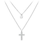 Collier multi rangs et croix par so charm ; orn�e de cristaux swarovski ; bs2742 - argent