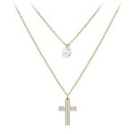 Collier multi rangs et croix par so charm ; orn�e de cristaux swarovski ; bs2742 - dore