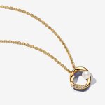 Collier plaqu or 14 carats avec perle d'eau douce de culture traite blanche et zircon cubique transparent ...