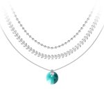 Collier rond par so charm ; orn�e de cristaux swarovski ; bs4394 - emer - sn016 + b2881 - argent + b2385 ...