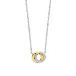 Collier ti sento - 3915zy argent bicolore deux anneaux entrelacés et pavé Collier ti sento - 3915zy argent bicolore deux anneaux entrelacés et pavé