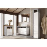 Colonne de rangement salle de bain 1 porte 5 tagres effet bton faade blanc l35xh188 cm