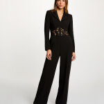 Combinaison dentelle col tailleur noir femme