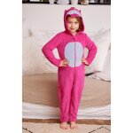 Combinaison manches longues fille - rose et gris licorne