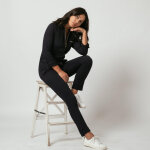 Combinaison pantalon calvin en viscose bleu marine
