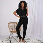 Combinaison pantalon croise devant karen en viscose noir