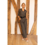 Combinaison pantalon en lin alicia - kaki fonc�