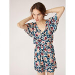 Combishort imprimé floral bleu en viscose Combishort imprimé floral bleu en viscose