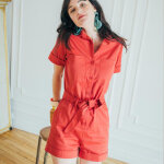 Combishort saharienne camelia réédition terracotta en coton Combishort saharienne camelia réédition terracotta en coton