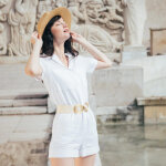 Combishort saharienne en lin camelia réédition blanc Combishort saharienne en lin camelia réédition blanc