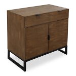 Commode 2 tiroirs et 2 portes battantes panara chne clair