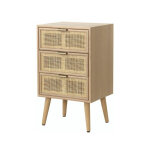 Commode 3 tiroirs façade en cannage rotin naturel beige Commode 3 tiroirs façade en cannage rotin naturel beige