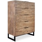 Commode chne clair avec 5 tiroirs feely