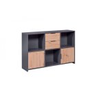 Commode pepeto 2 portes & 2 tiroirs coloris chêne artisan / anthracite Commode pepeto 2 portes & 2 tiroirs coloris chêne artisan / anthracite