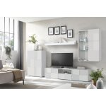 Composition murale meuble tv, tagre et 2 buffets muraux laqu blanc