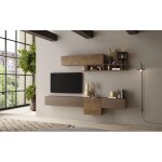 Composition murale meuble tv suspendu et buffet mural, naturel