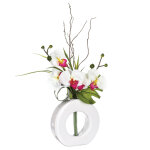 Composition d'orchidées avec vase céramique h44 blanc Composition d'orchidées avec vase céramique h44 blanc
