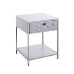 Console 1 tiroir et 1 etagère en métal gris Console 1 tiroir et 1 etagère en métal gris