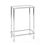Console chrome avec plateaux en verre tremp transparent et structure en mtal