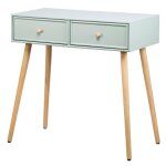 Console scandinave en bois avec 2 tiroirs vert menthe Console scandinave en bois avec 2 tiroirs vert menthe