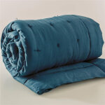 Courtepointe matelass� en lin lav� bleu orage