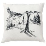 Coussin en coton motifs � impression digitale samoens blanc