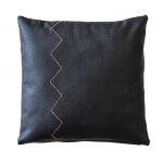 Coussin imitation cuir noir 45x45 cm jibi