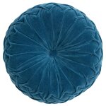 Coussin rond velours bleu canard