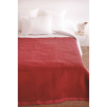 Couverture en pure laine double face volta rose