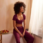 Crop - top manches courtes violet