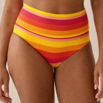 Culotte de bikini taille haute  rayures - grenadine
