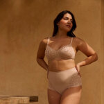 Culotte taille haute dentelle et microfibre rose