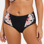 Culotte taille haute rosa fantaisie aquarelle florale noire