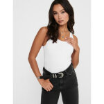 D�bardeur col rond sans manches coupe plus longue blanc en coton