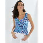 D�bardeur imprim� tropical bleu en coton