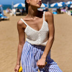 Debardeur maille mirela blanc en coton Debardeur maille mirela blanc en coton