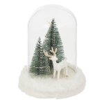 Dcoration cloche en verre avec renne led blanc chaud  piles