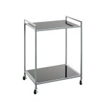 Desserte en mtal gris double tagres en verre