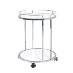 Desserte sur roulettes avec structure chromé et plateaux en mdf décor blanc Desserte sur roulettes avec structure chromé et plateaux en mdf décor blanc