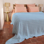 Dessus de lit en coton stone - washed bari eau de bleu Dessus de lit en coton stone - washed bari eau de bleu