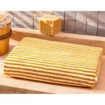 Drap de bain en coton jaune ocre motif rayures - collection charlie