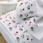 Drap de bain en coton 450g / m� flora 70 x 130 cm blanc