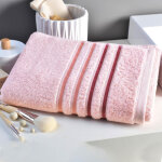 Drap de bain eponge liteau rayures extra soft rose pale