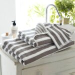 Drap de bain imprim rayures coton gris laura