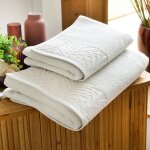 Serviette de toilette, drap de bain en coton palmitta blanc craie