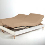 Drap housse articul� percale de coton - beige - ros�