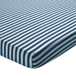 Drap housse en coton anderson � rayures bleu marine