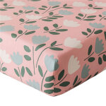 Drap - housse enfant en coton licorne - rose