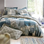 Drap housse en coton à petits losanges effet patchwork Drap housse en coton à petits losanges effet patchwork