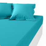 Drap housse coton sanitized ; tertio ; - bleu lagon